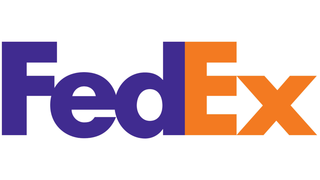 FedEx logo with purple and orange wordmark