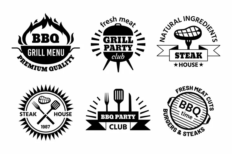 variations of a monochrome restaurant logo