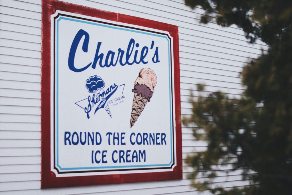a vintage ice cream shop logo