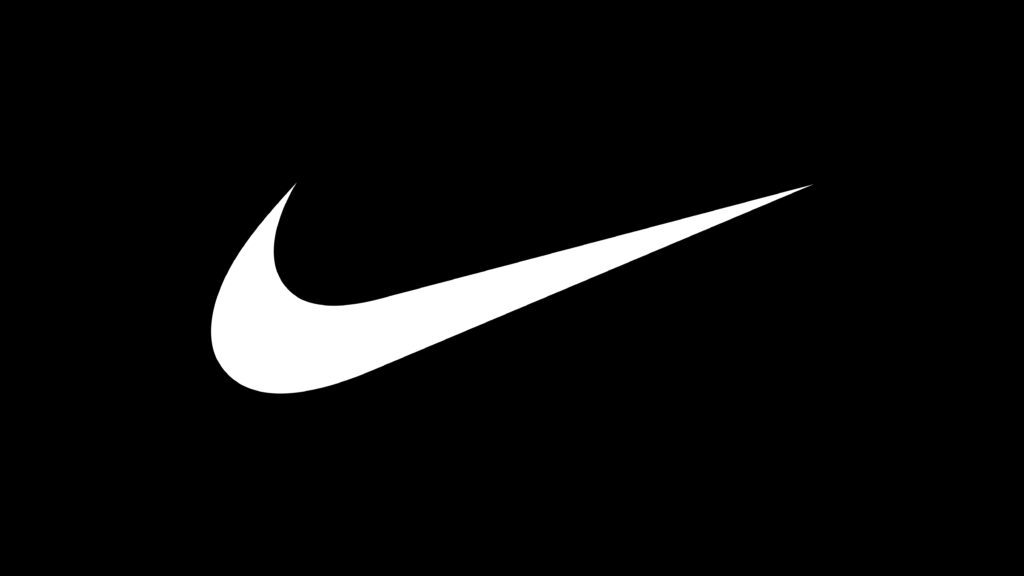 Minimal Nike swoosh graphic symbol in black and white 